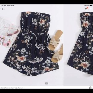 SHEIN floral strapless romper